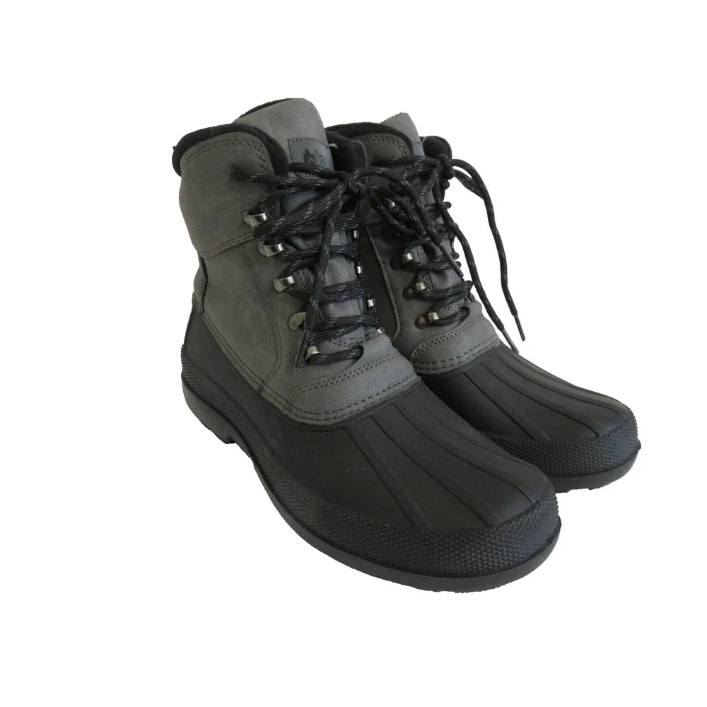 DENALI Winter Duck Boots‎ Expedition Black Rubber & Gray Leather Men's 8 EU 40.5